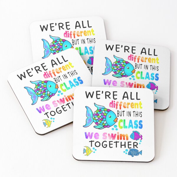 Item preview, We're All Different But in This Class We Swim Together Elementary Teacher Black Text designed and sold by MathWare MathClips.