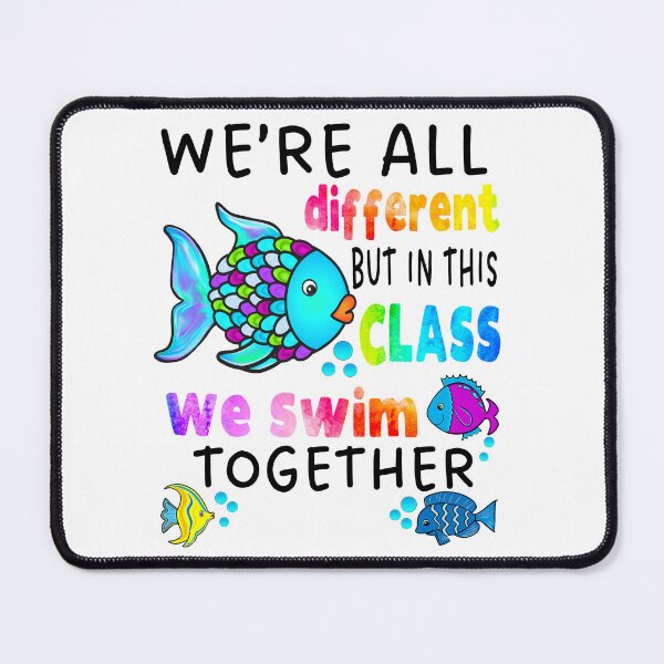 Item preview, We're All Different But in This Class We Swim Together Elementary Teacher Black Text designed and sold by MathWare MathClips.