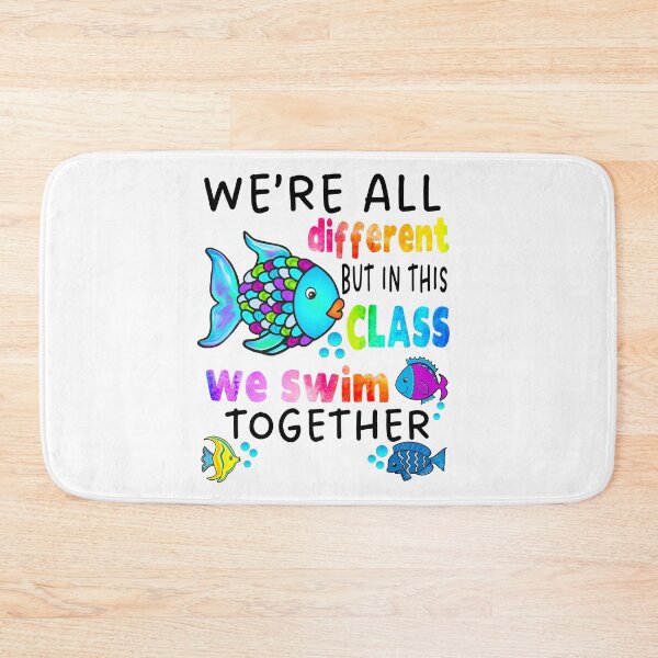 Item preview, We're All Different But in This Class We Swim Together Elementary Teacher Black Text designed and sold by MathWare MathClips.