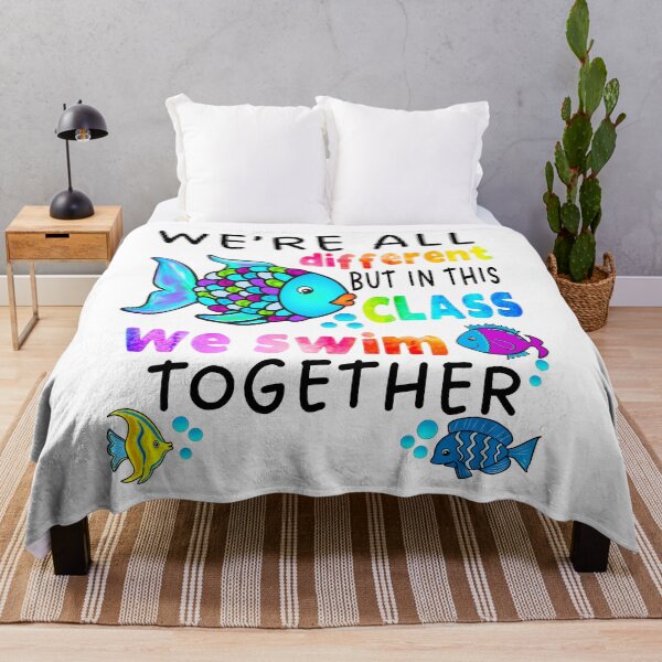 Item preview, We're All Different But in This Class We Swim Together Elementary Teacher Black Text designed and sold by MathWare MathClips.