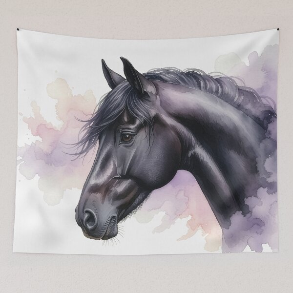 Item preview, Black Horse Pastel Watercolor Portrait Art designed and sold by Rutvain.