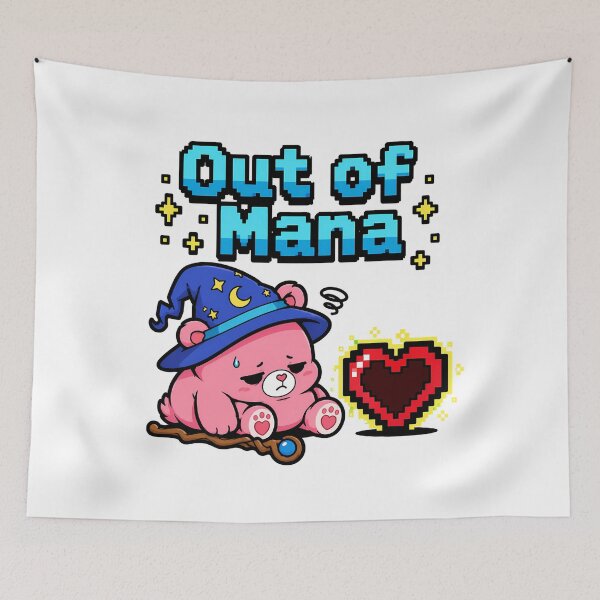 Item preview, Out of Mana Pixel Bear Chibi Wizard RPG Gamer designed and sold by chattsuede.
