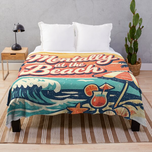 Item preview, Mentally at the Beach Retro Tropical Vacation Sunset Graphic Tee designed and sold by TM DESIGNS AND MORE.