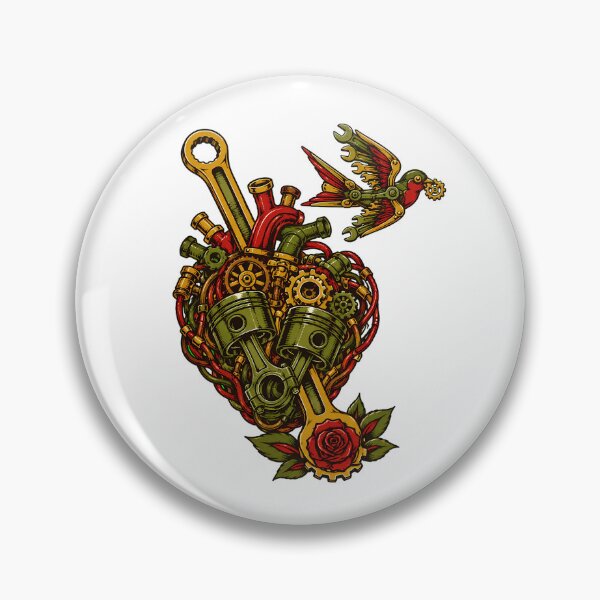 Item preview, Biomechanical Engine Heart Neo Traditional Tattoo designed and sold by chattsuede.