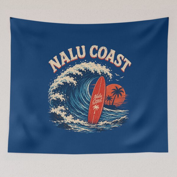 Item preview, Nalu Coast Big Wave Surf | Red Surfboard | Retro Ocean Beach Art  designed and sold by Nalu Coast.