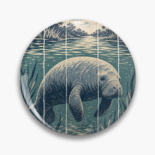 Item preview, Manatee in the Spring River Wild Animal Animal Nature Art designed and sold by VisualArtsOasis.