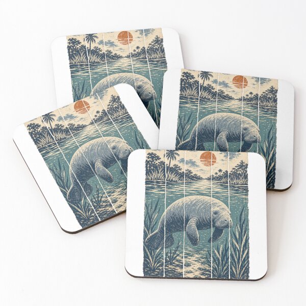 Item preview, Manatee in the Spring River Wild Animal Animal Nature Art designed and sold by VisualArtsOasis.