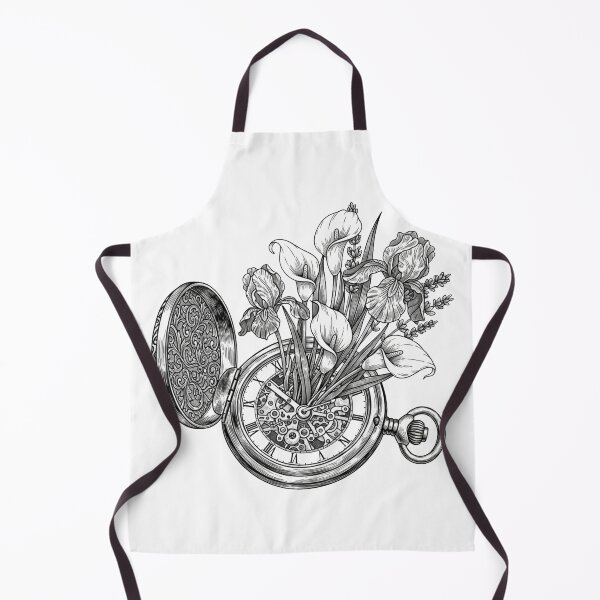 Item preview, Time in Bloom - Vintage Pocket Watch & Flowers Line Art designed and sold by Dzblack.