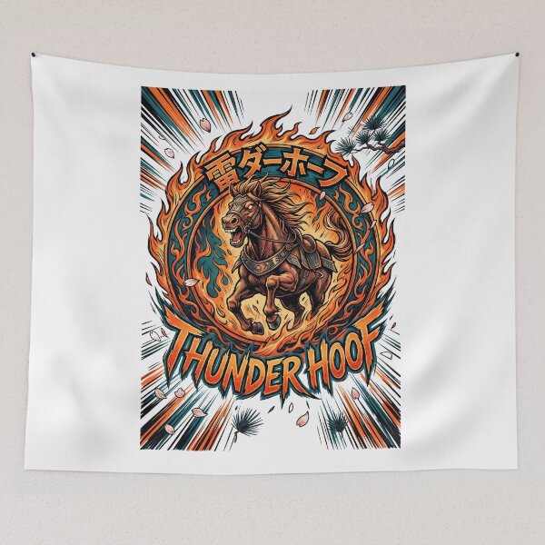 Item preview, Thunder Hoof — Blazing Fire Horse Japanese Ukiyo-e Style Tee v1 designed and sold by CornishPixiPony.