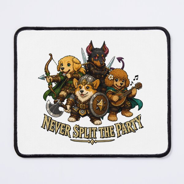 Item preview, Never Split The Party Fantasy Canines And Tabletop Roleplay designed and sold by chattsuede.
