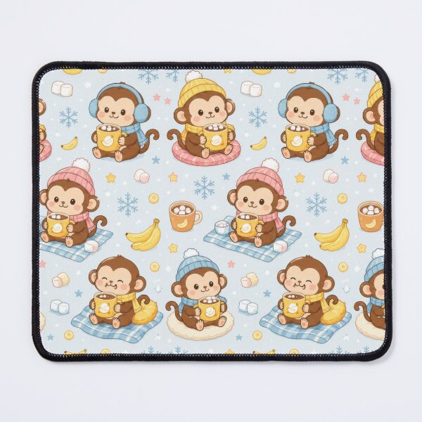 Item preview, Monkey Cozy Winter Banana Cocoa Pattern designed and sold by Soft Berry Studio.