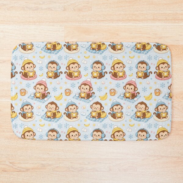 Item preview, Monkey Cozy Winter Banana Cocoa Pattern designed and sold by Soft Berry Studio.