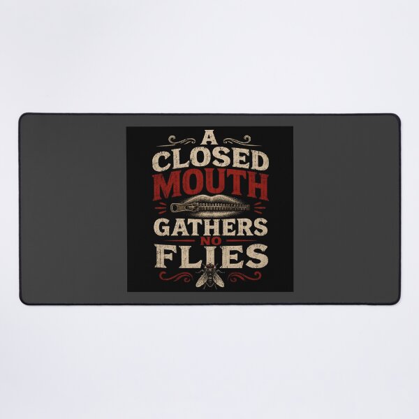 Item preview, A Closed Mouth Gathers No Flies Funny Saying Vintage Design designed and sold by Hornace88studio.