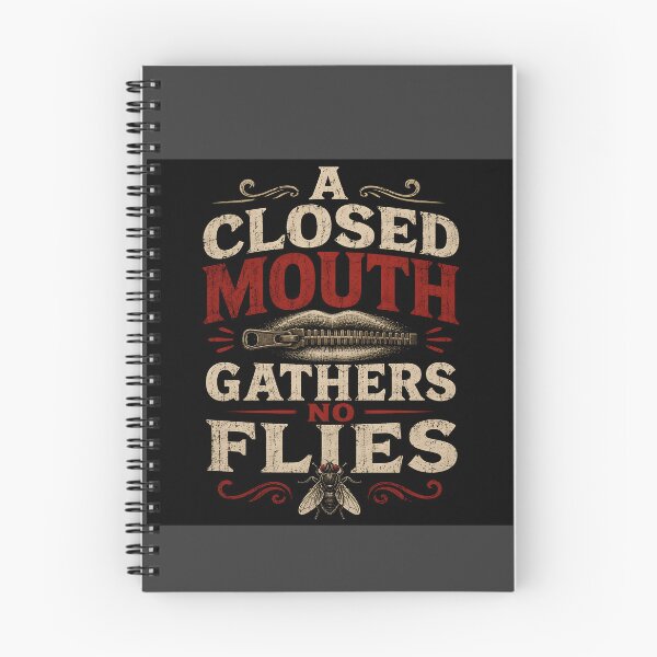 Item preview, A Closed Mouth Gathers No Flies Funny Saying Vintage Design designed and sold by Hornace88studio.