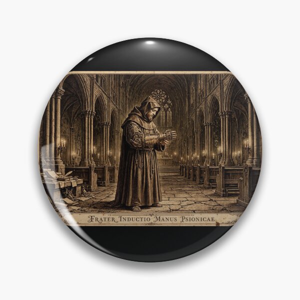 Item preview, Frater Inductio Manus Psionicae - Gothic Steampunk Monk Engraving designed and sold by Neurospicy Trolls.