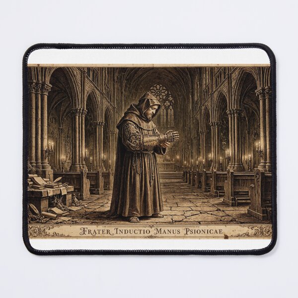 Item preview, Frater Inductio Manus Psionicae - Gothic Steampunk Monk Engraving designed and sold by Neurospicy Trolls.
