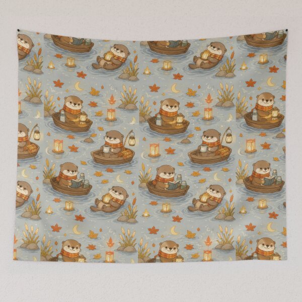 Item preview, Otter Autumn River Lantern Pattern designed and sold by Soft Berry Studio.