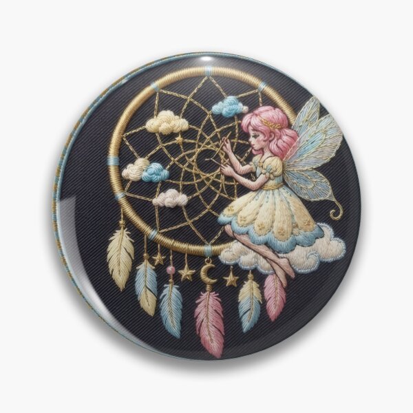 Item preview, Pastel Fairy Weaving a Dream Catcher Embroidered Patch Style  designed and sold by Azurart2.