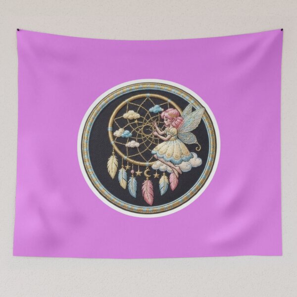 Item preview, Pastel Fairy Weaving a Dream Catcher Embroidered Patch Style  designed and sold by Azurart2.