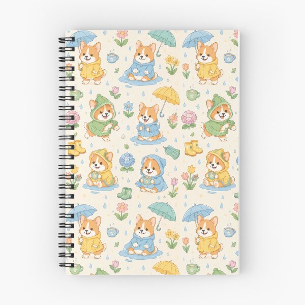 Item preview, Corgi Cozy Spring Rain Pattern designed and sold by Soft Berry Studio.
