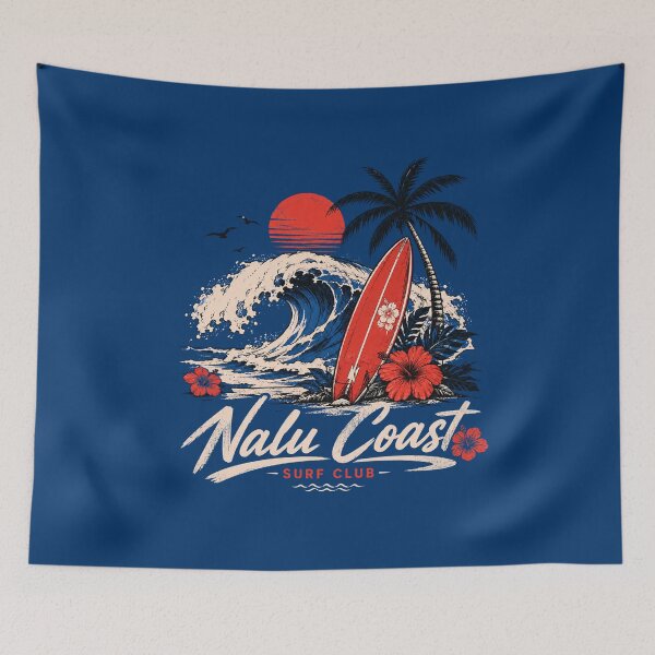Item preview, Nalu Coast Red Surfboard | Tropical Wave & Hibiscus | Surf Club Design  designed and sold by Nalu Coast.