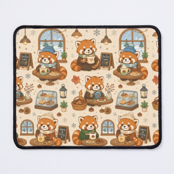 Item preview, Red Panda Winter Chestnut Coffee Pattern designed and sold by Soft Berry Studio.