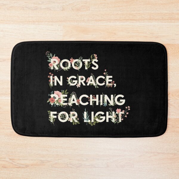 Item preview, Roots In Grace Reaching For Light - Boho Floral Typography Quote designed and sold by Dzblack.