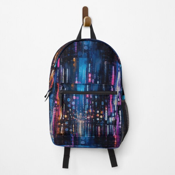 Item preview, Neon City Lights Rainy Night Cyberpunk Reflection Pattern Print designed and sold by TM DESIGNS AND MORE.