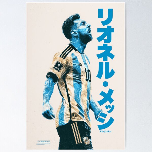 Item preview, Messi the Goat Japanese Duotone  designed and sold by AnimeArsenalPrints.