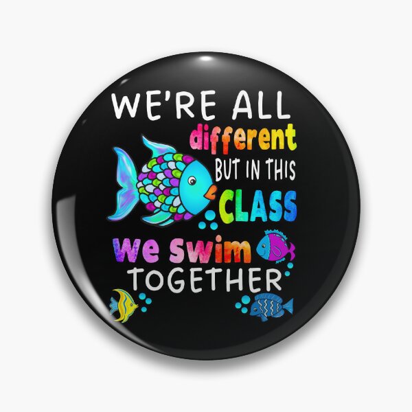 Item preview, We're All Different But in This Class We Swim Together Elementary Teacher White Text designed and sold by MathWare MathClips.