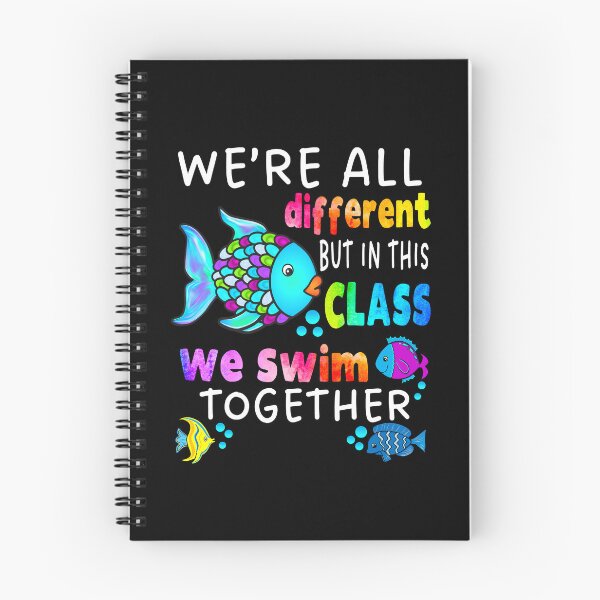 Item preview, We're All Different But in This Class We Swim Together Elementary Teacher White Text designed and sold by MathWare MathClips.