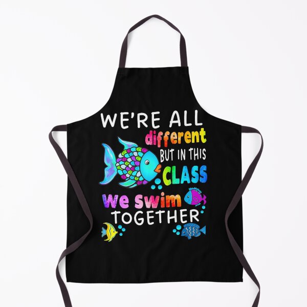 Item preview, We're All Different But in This Class We Swim Together Elementary Teacher White Text designed and sold by MathWare MathClips.