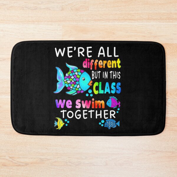 Item preview, We're All Different But in This Class We Swim Together Elementary Teacher White Text designed and sold by MathWare MathClips.