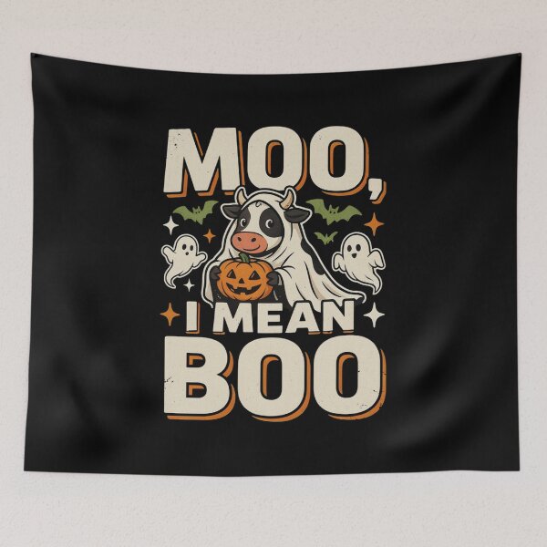Item preview, Moo I Mean Boo Ghost Cow Halloween designed and sold by MizoX7.