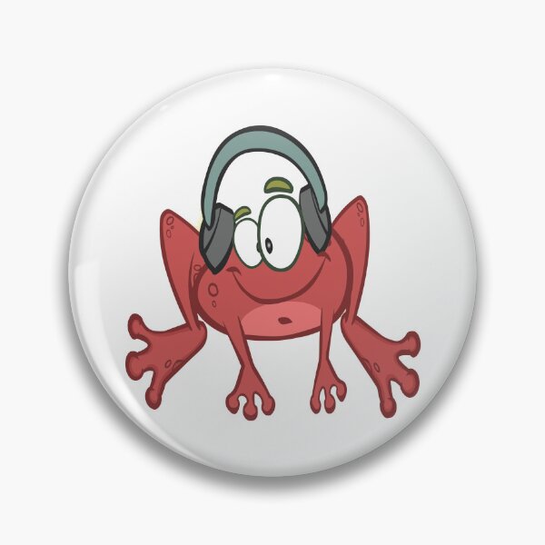 Item preview, Funny Red Frog Wearing Headphones Cartoon designed and sold by Johnnies.