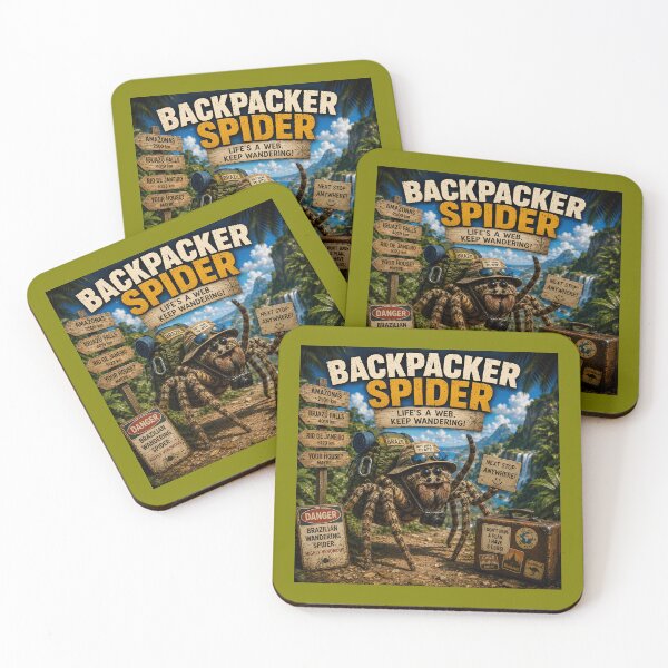 Item preview, Backpacker Spider Funny Brazilian Wandering Spider Travel Pun designed and sold by Hornace88studio.