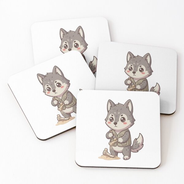 Item preview, Cute Wolf Archaeologist Brushing Fossil designed and sold by Ella_Sketch.