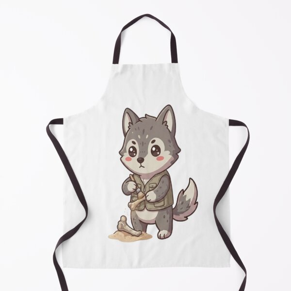 Item preview, Cute Wolf Archaeologist Brushing Fossil designed and sold by Ella_Sketch.