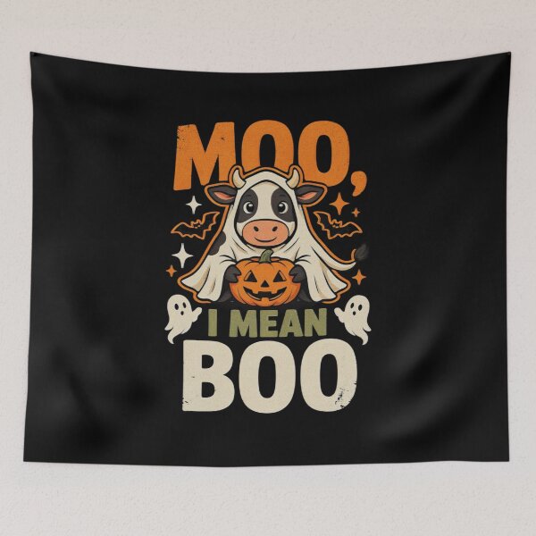 Item preview, Moo I Mean Boo Pumpkin Ghost Cow designed and sold by MizoX7.