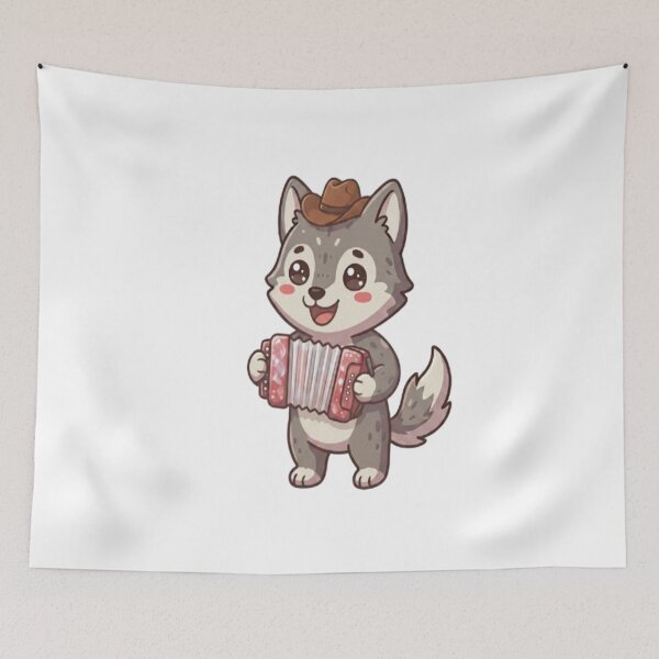 Item preview, Cute Cowboy Wolf Playing Accordion designed and sold by Ella_Sketch.