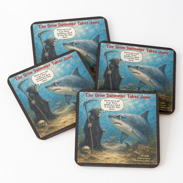Item preview, The Grim Swimmer Takes Jaws – Bruce’s Final Splash designed and sold by Rick London Gifts.