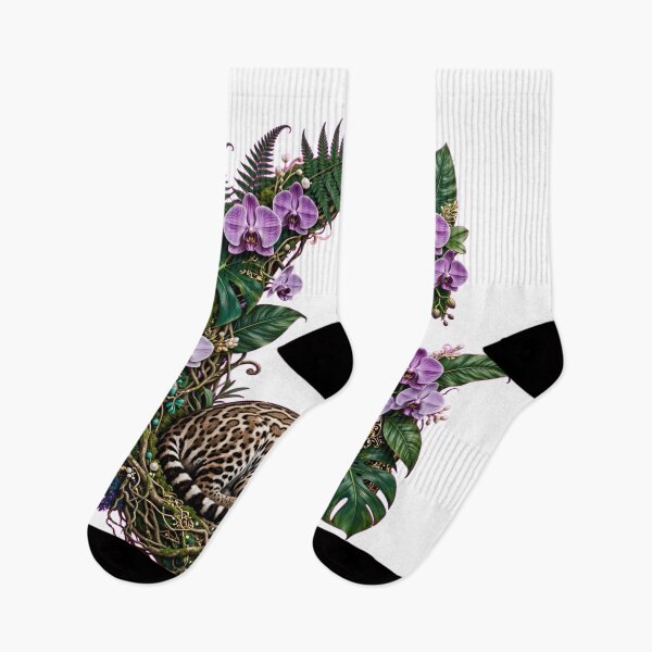 Item preview, Tropical Letter G - Sleeping Ocelot and Purple Orchids - designed and sold by FantasyPearl.