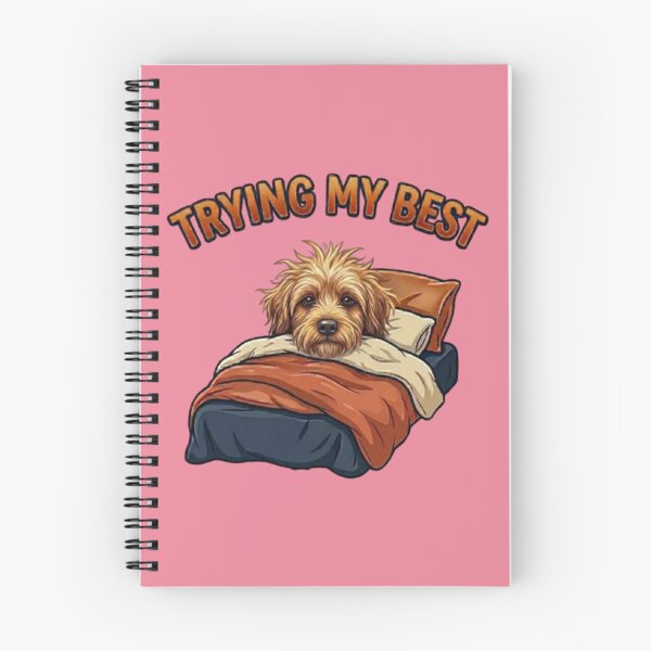 Item preview, Trying My Best Sleepy Dog – Funny Messy Hair Goldendoodle In Bed Cartoon designed and sold by Northern Glow Art.