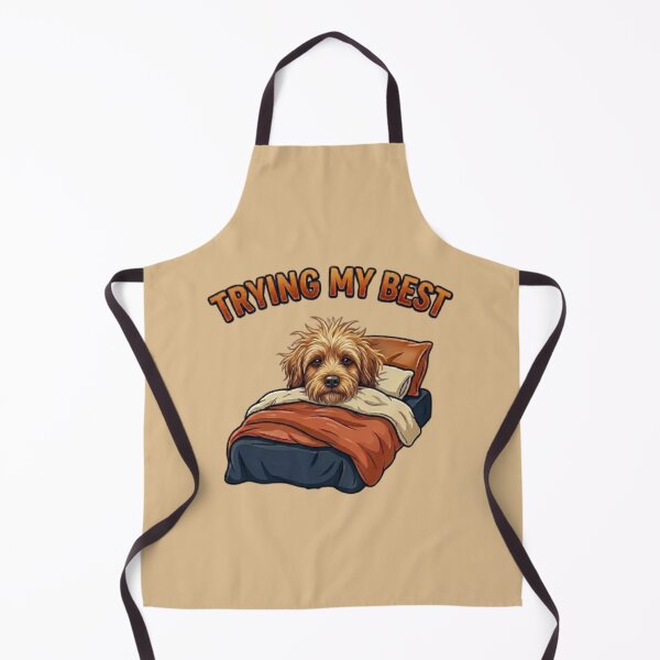 Item preview, Trying My Best Sleepy Dog – Funny Messy Hair Goldendoodle In Bed Cartoon designed and sold by Northern Glow Art.