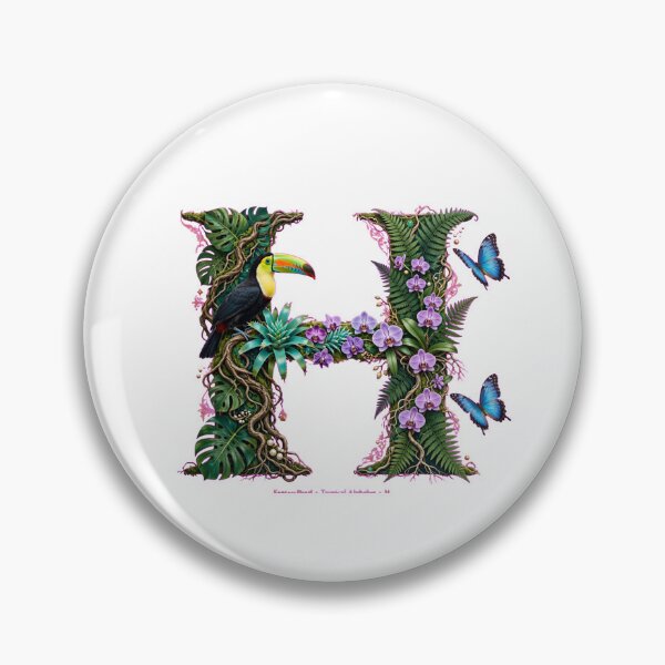 Item preview, Tropical Letter H - Rainbow-billed Toucan and Blue Morpho Butterflies designed and sold by FantasyPearl.