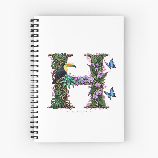Item preview, Tropical Letter H - Rainbow-billed Toucan and Blue Morpho Butterflies designed and sold by FantasyPearl.