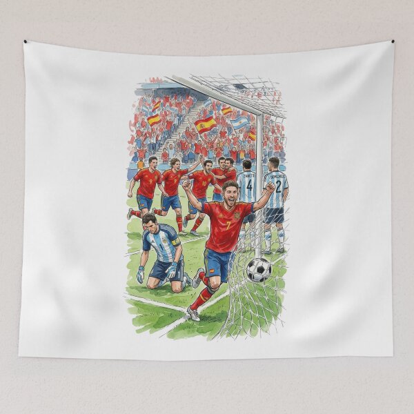 Item preview, Spain National Football Team Celebration Watercolor Art designed and sold by annaarthk.