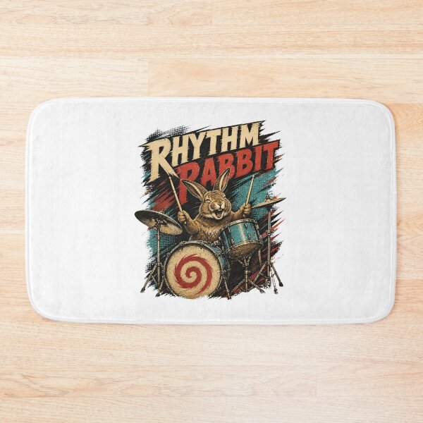 Item preview, Rabbit Playing Drums – Funny Bunny Drummer Music Art designed and sold by AMICO77.