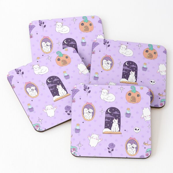 Item preview, whimsical purple halloween spooky ghost creepy cat designed and sold by Gossip Rag.