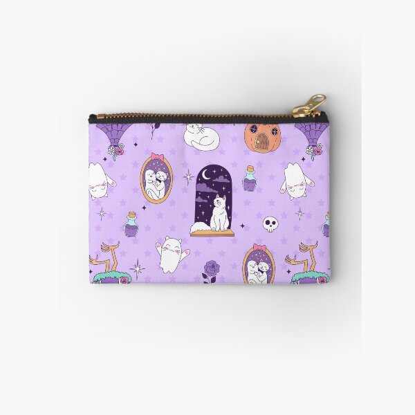 Item preview, whimsical purple halloween spooky ghost creepy cat designed and sold by Gossip Rag.